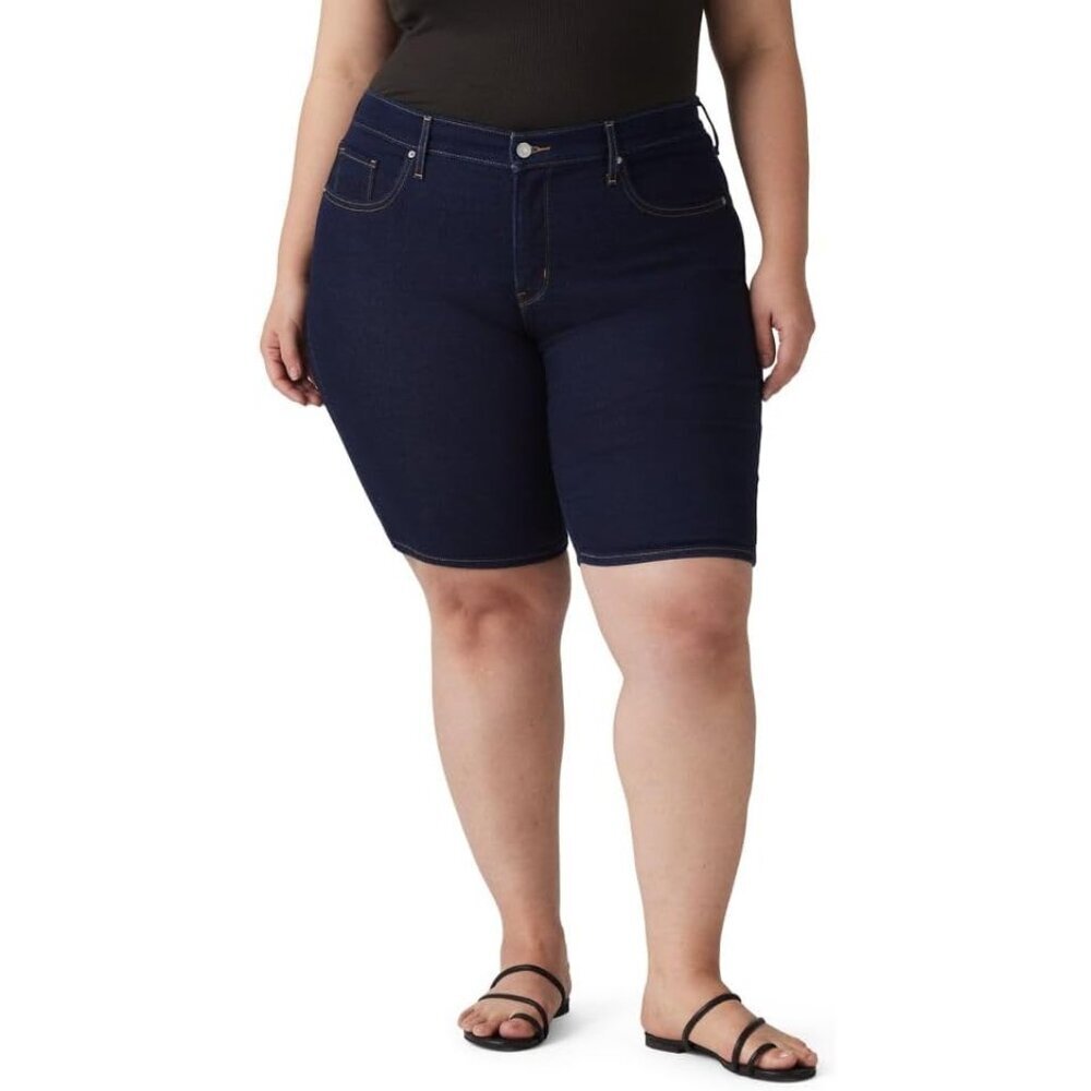 Womens Shaping Bermuda Shorts Plus Size Denim Tummy Panel Slim Fit Summer